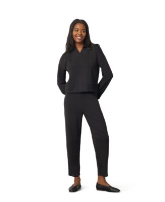 Women's V-Neck Rib Trim Top and Pant Set