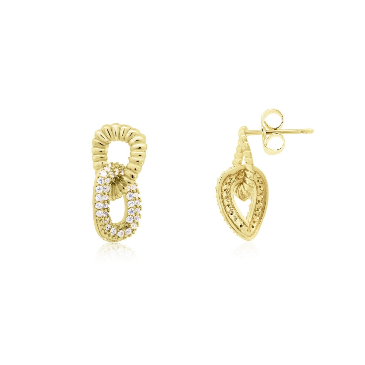 The Lovery Cz Twist Link Loop Earrings 14K Gold Plated Over Brass - Gold plated sterling silver
