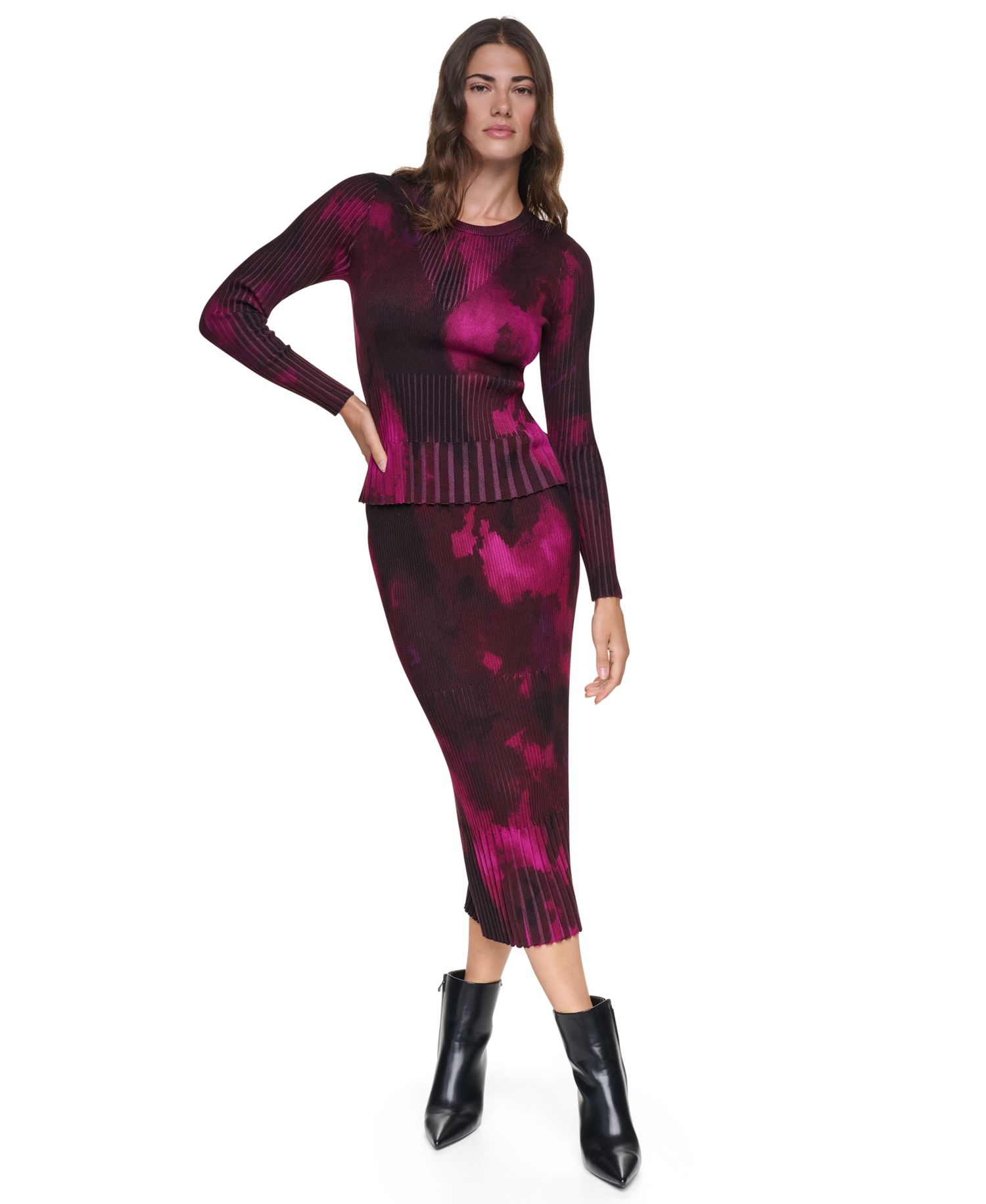 Women's Printed Mix-Rib Sweater