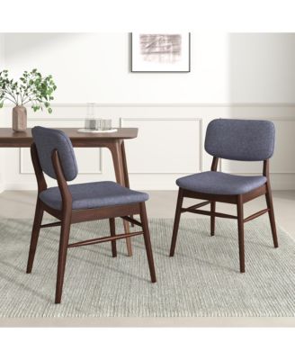 Set of 2 Mid-Century Upholstered Dining Chairs, Rubberwood Frame