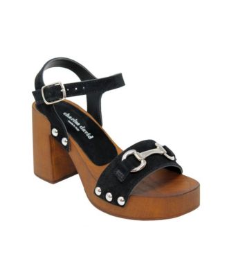 Womens Exposed Wood Platform Wedge Sandals