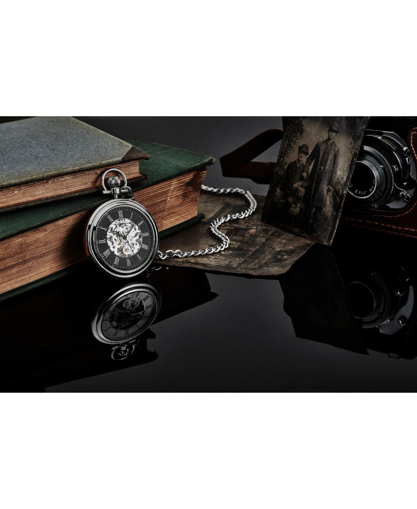 Карманные часы-скелетон Stuhrling Vintage с ручным заводом, 47 мм, цвет: Чёрный — фото 4