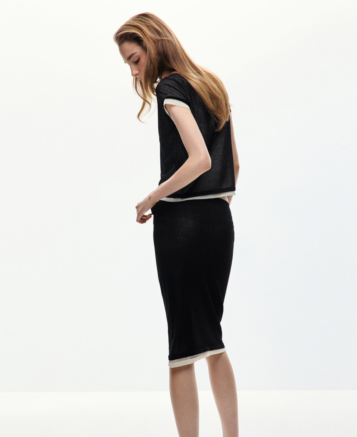 Mango Women's Combined Pencil Midi Skirt