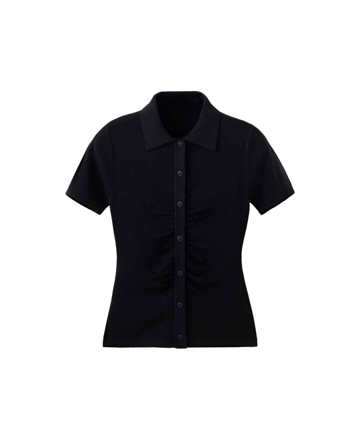 Mango Women's Ribbed Polo-Neck Fitted Cardigan - Black