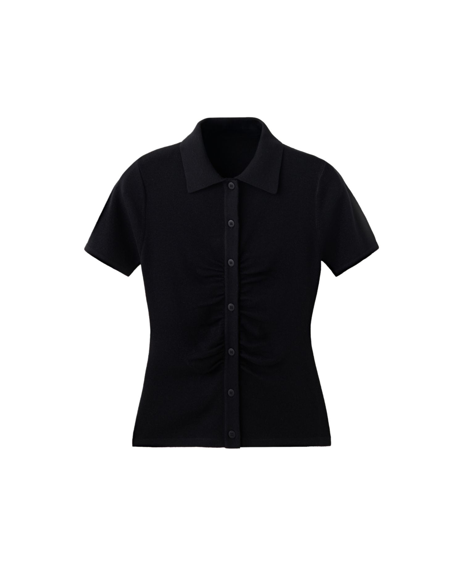 Women's Ribbed Polo-Neck Fitted Cardigan