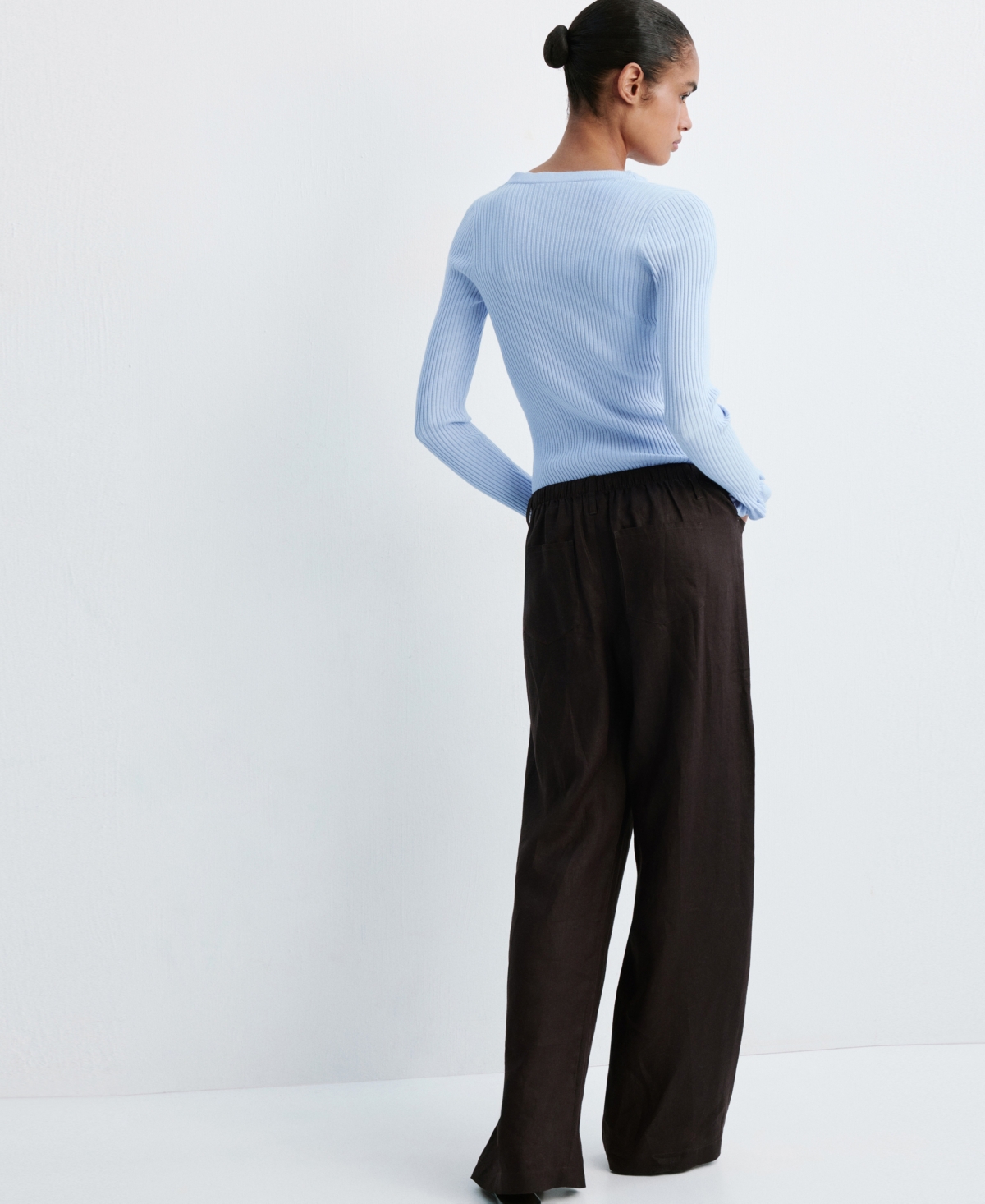 Mango Women's Ribbed Volant V-Neck Cardigan