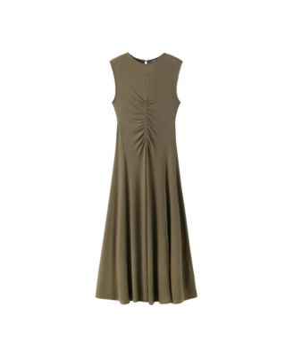 Women's Fluid Knit Gathered Detail Midi Dress