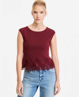 Women's Boat Neck Lace-Trim Tank