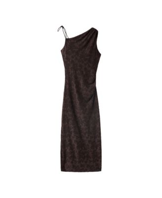 Women's Asymmetrical Devore One Shoulder Floral Dress