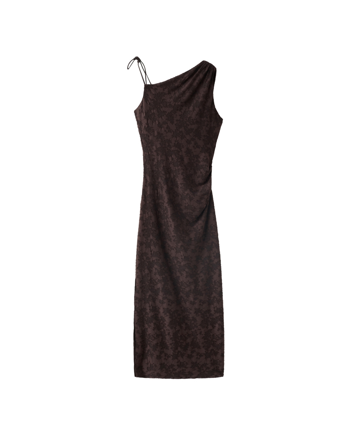 Mango Women's Asymmetrical Devore One Shoulder Floral Dress - Brown