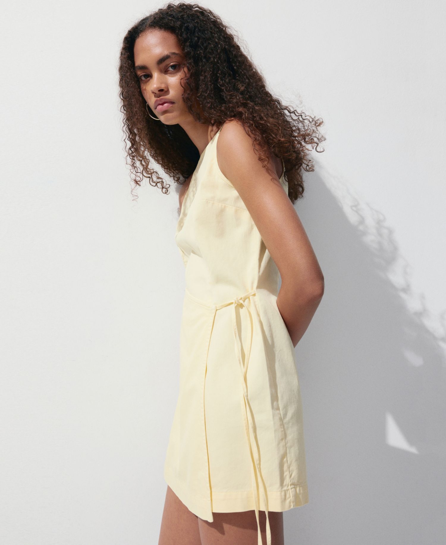 Women's Straps and Bow Detail Mini Cotton Dress