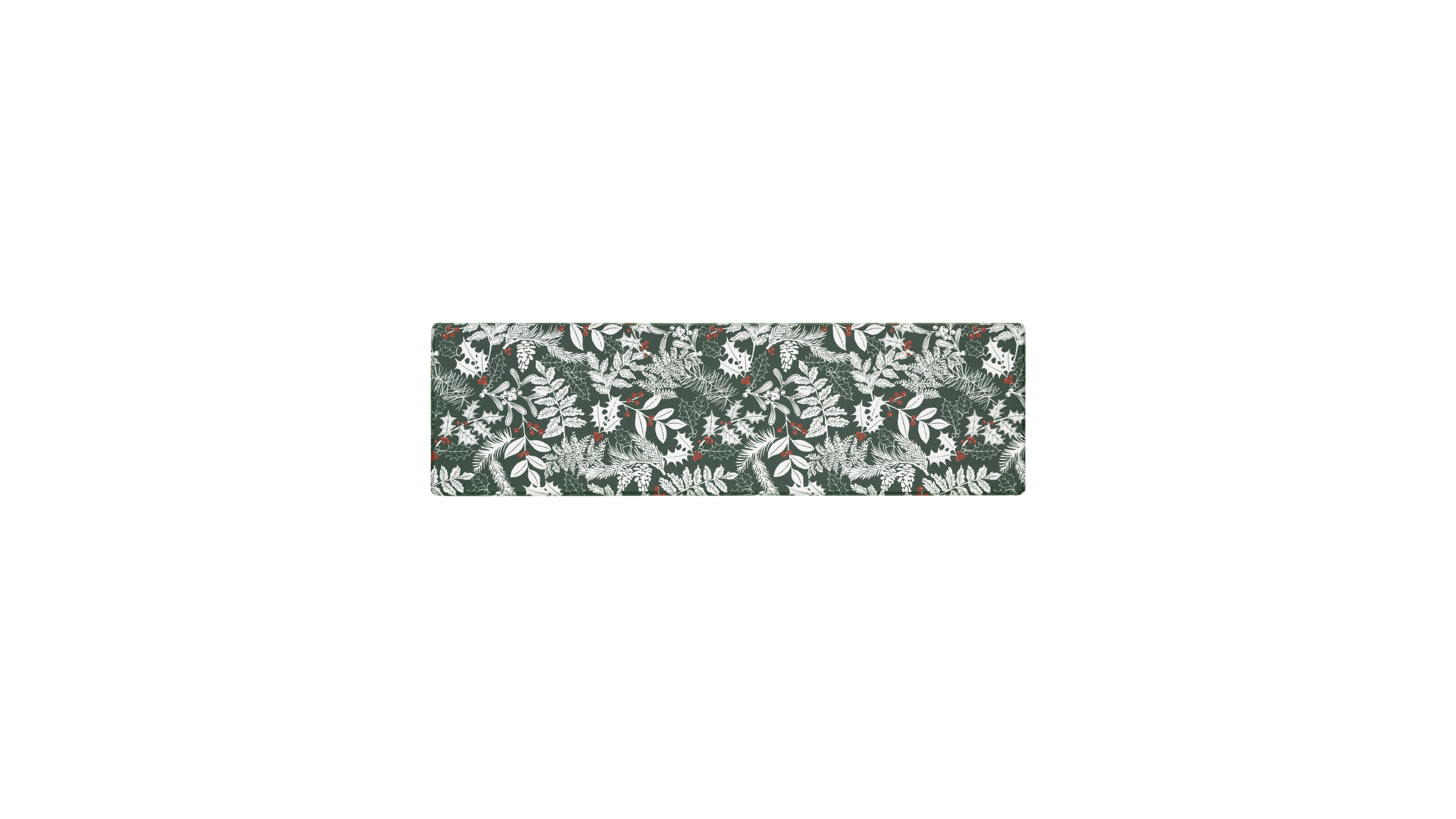 Laura Ashley Christmas Holly Leaves Non-Slip Kitchen Mat, 17.5" x 60"
