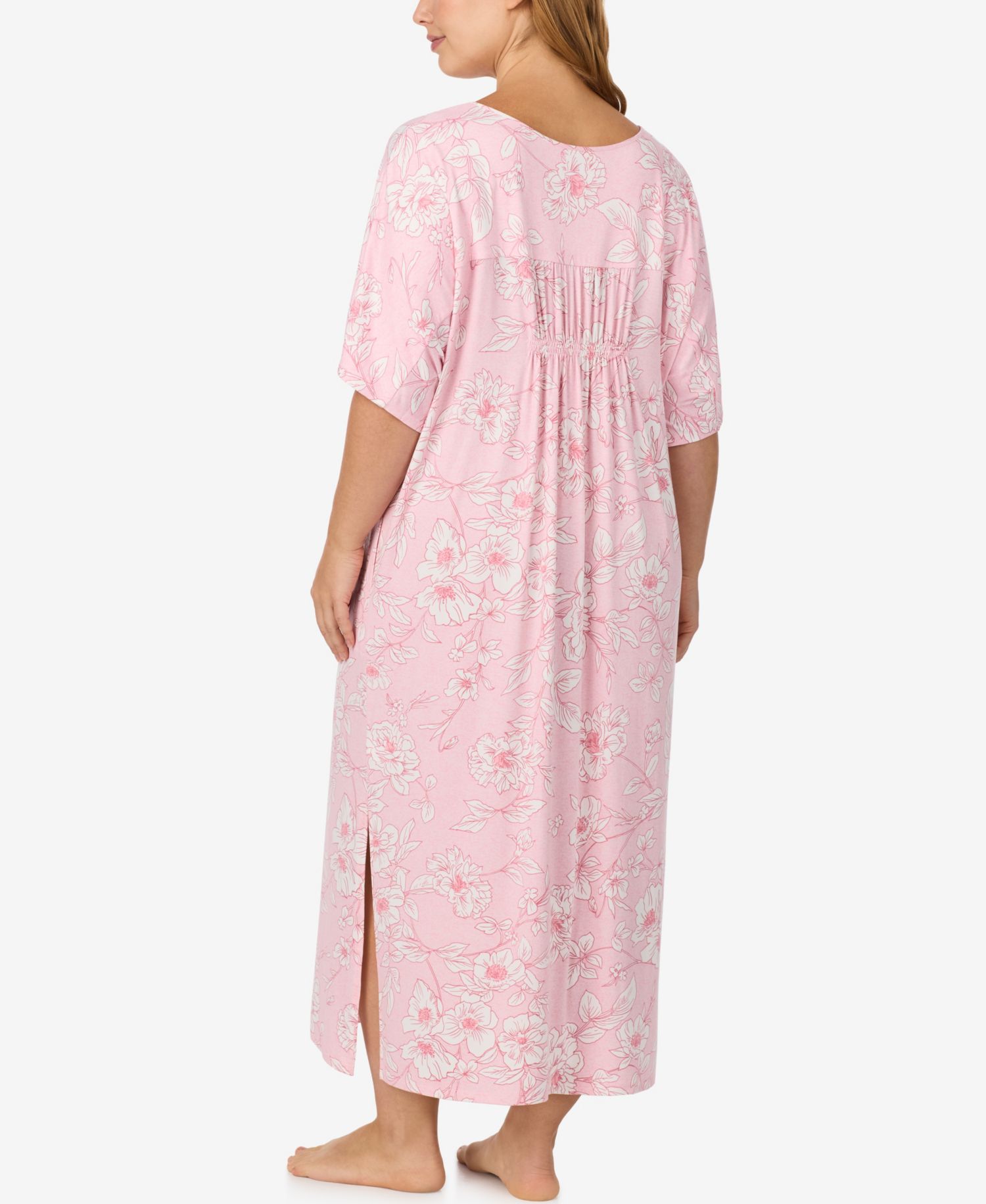 Plus Size V-Neck Long Jersey-Knit Tunic Nightgown