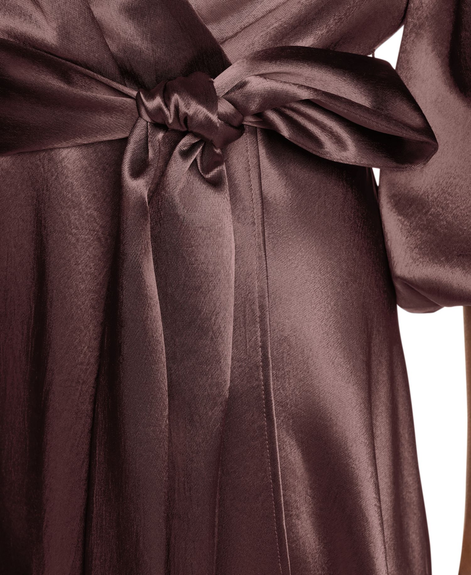 Women's Balloon-Sleeve Satin Faux-Wrap Dress
