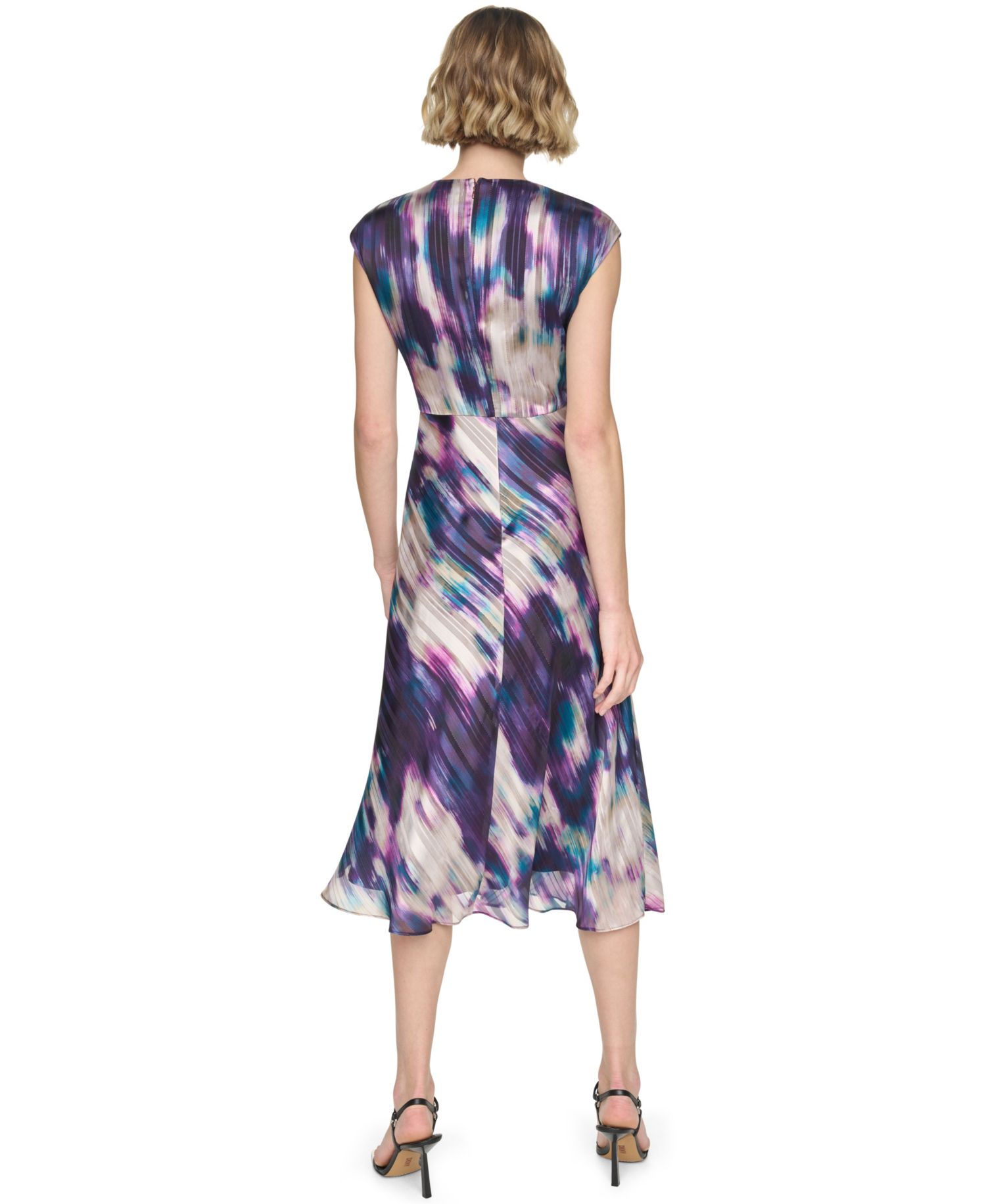 Women's Sleeveless V-Neck Knot-Front A-Line Midi Dress