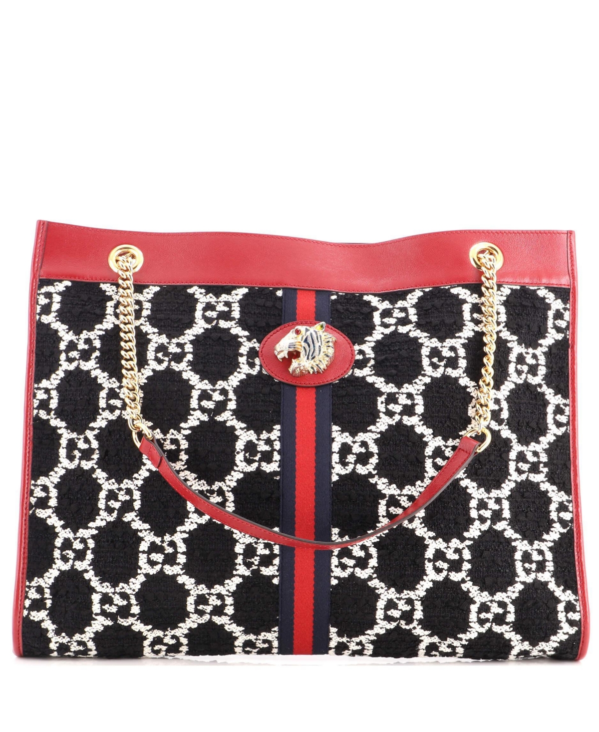 Pre-Owned Gucci Large Rajah Chain Tote Gg Tweed