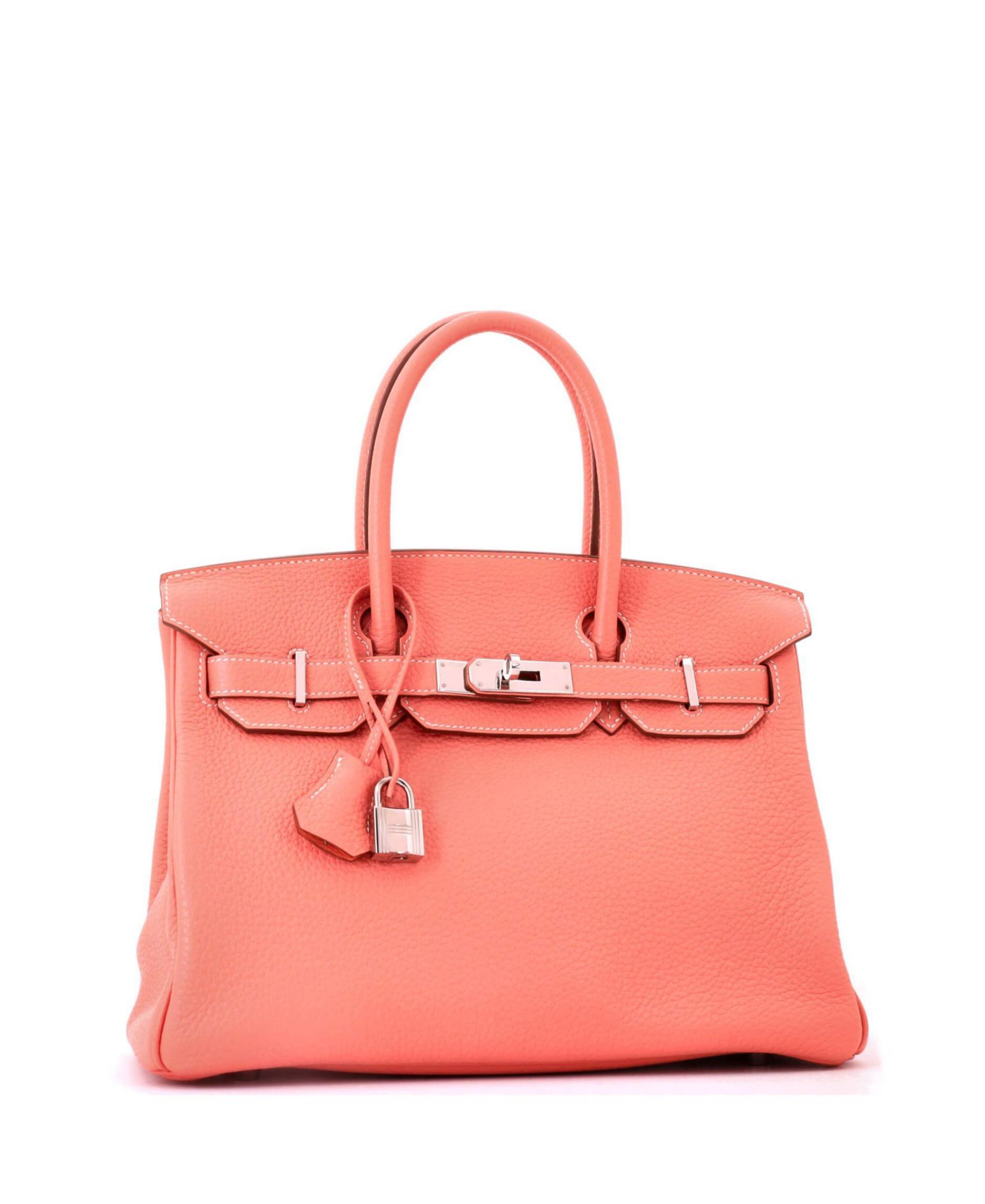 Pre-Owned Hermes Birkin 30 Handbag Pink Clemence with Palladium Hardware