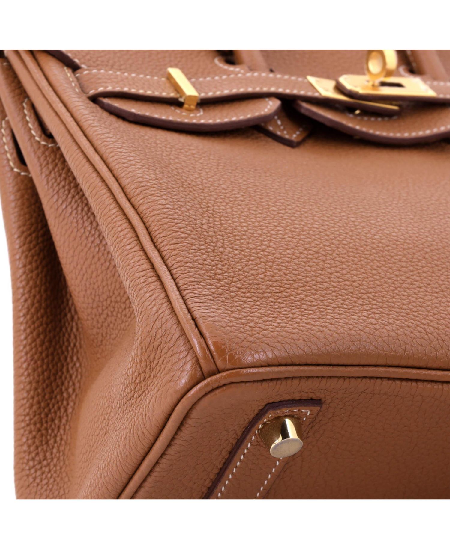 Pre-Owned Hermes Birkin 25 Handbag Brown Togo with Gold Hardware