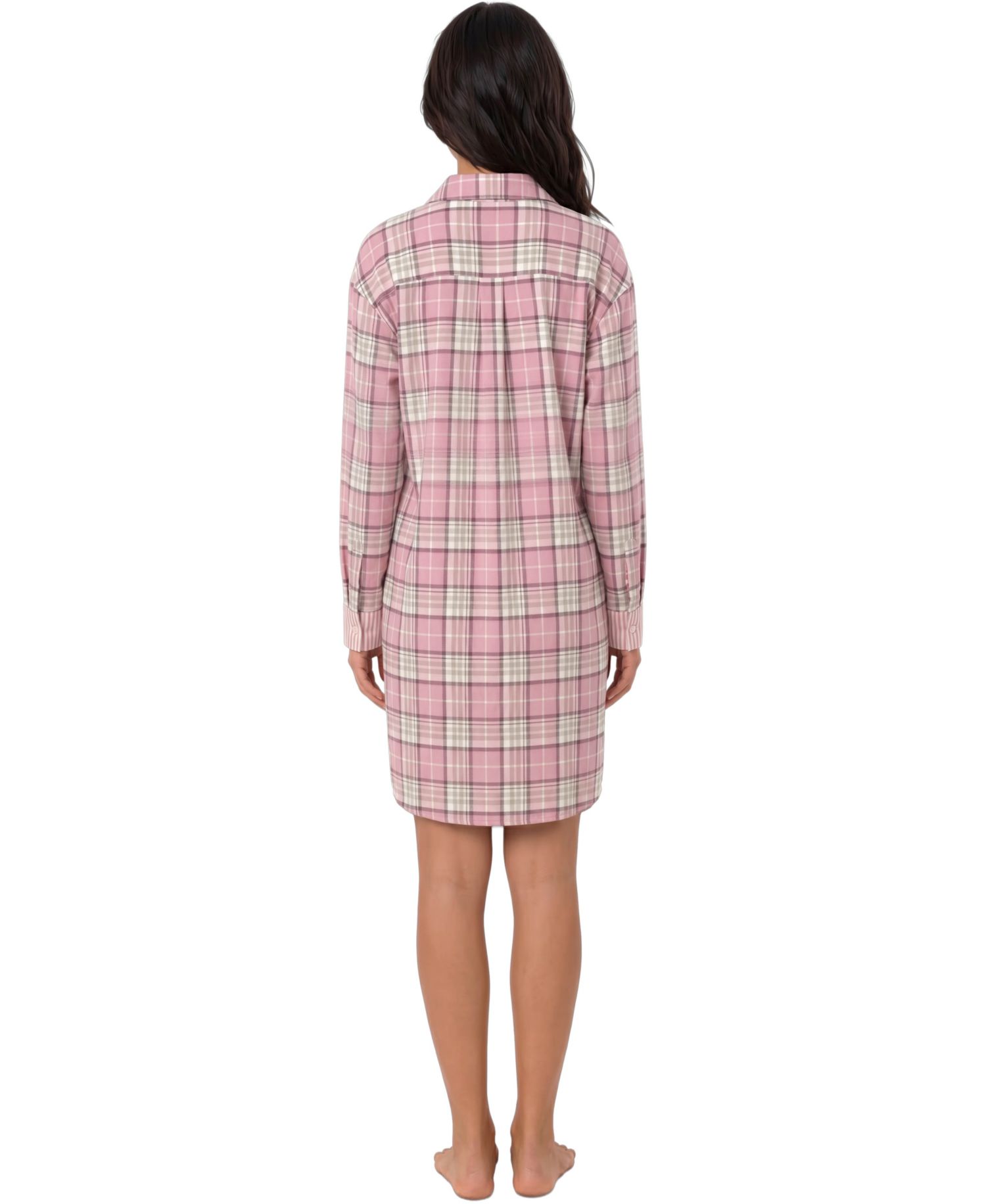 Women's Plaid Long-Sleeve Flannel Sleep Shirt