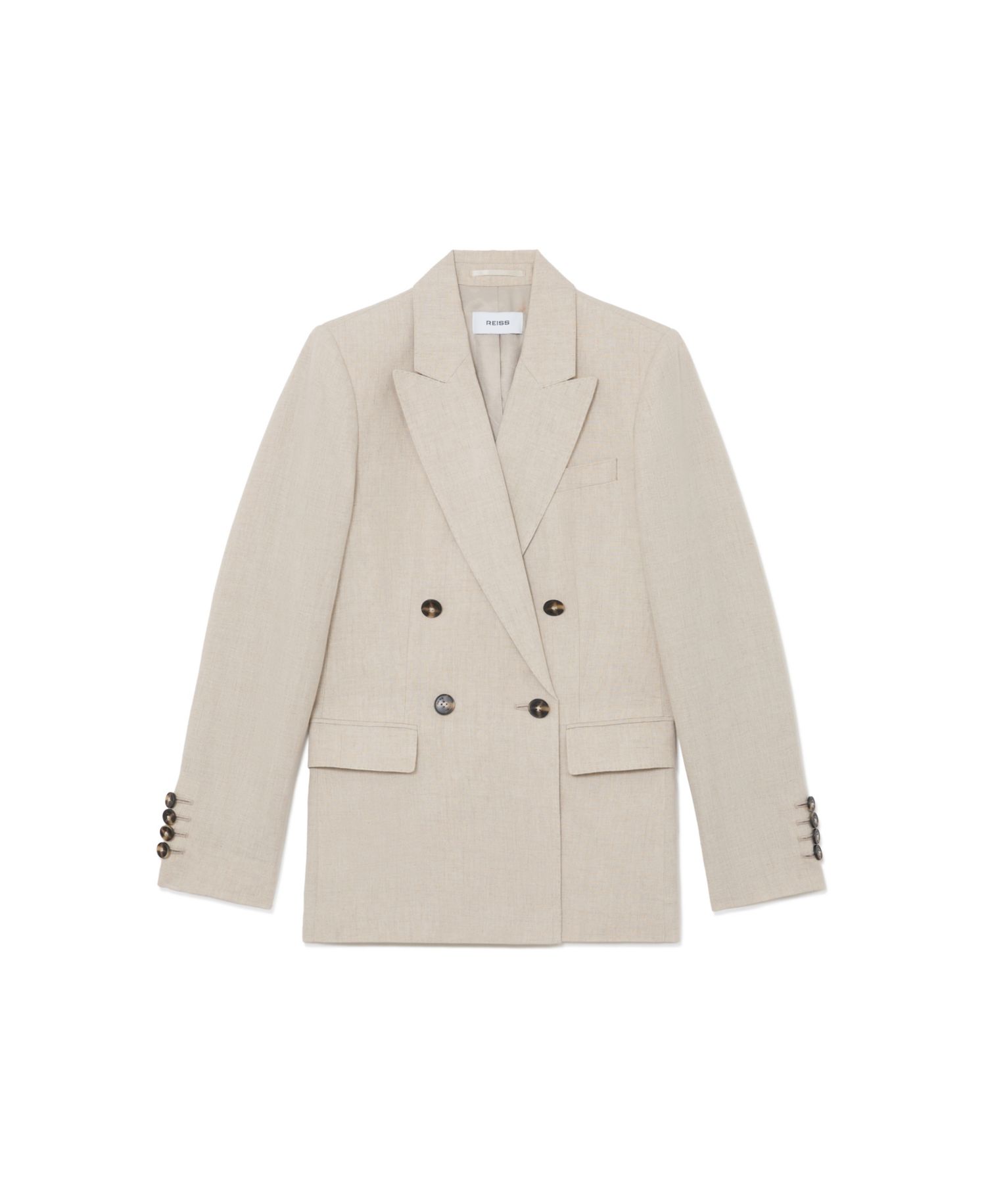 Women's Kit Linen Double-Breasted Peak Lapels Blazer