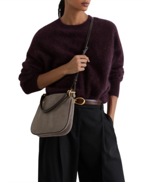 Женская сумка REISS Colette Suede Crossbody, цвет: Серо-коричневый