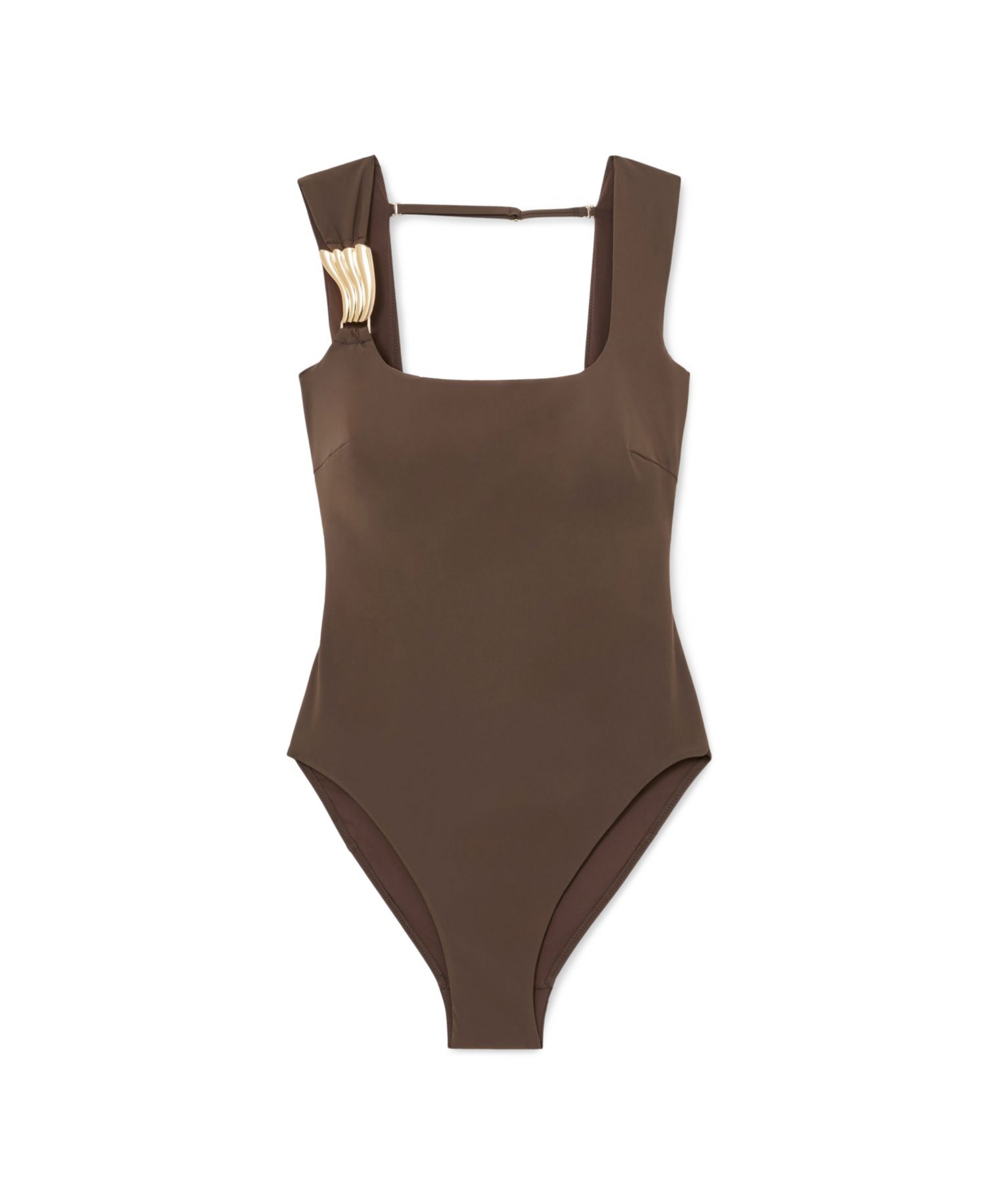 Women's Amelie Square-Neck Gold-Tone Hardware Detail Cut-Out Back One-Piece Swimsuit