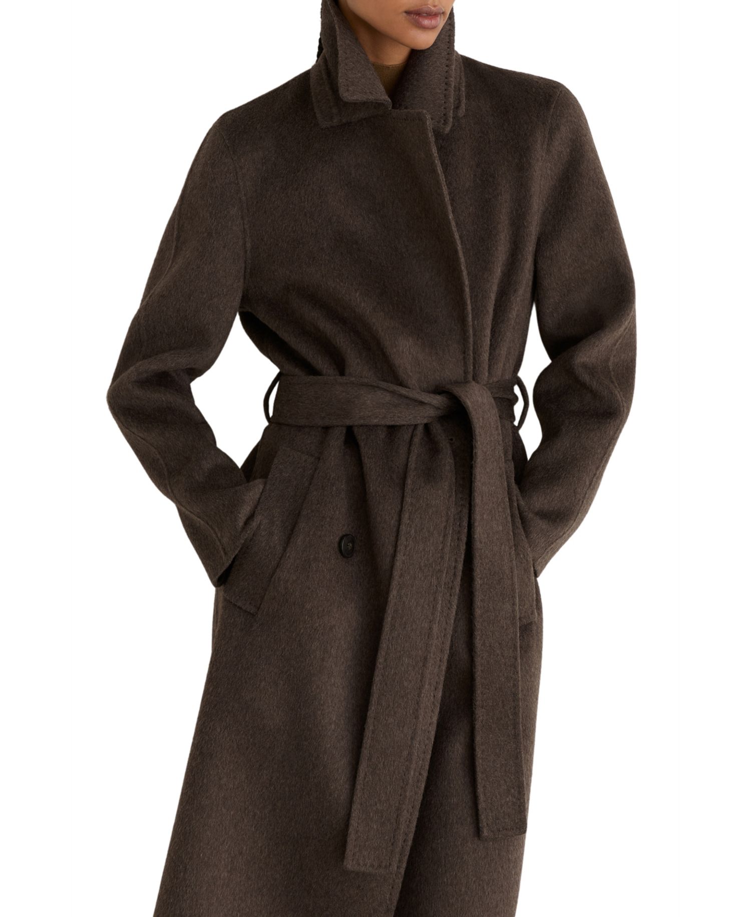 Women's Rene Double-Breasted Long Wool-Blend with Cashmere Coat