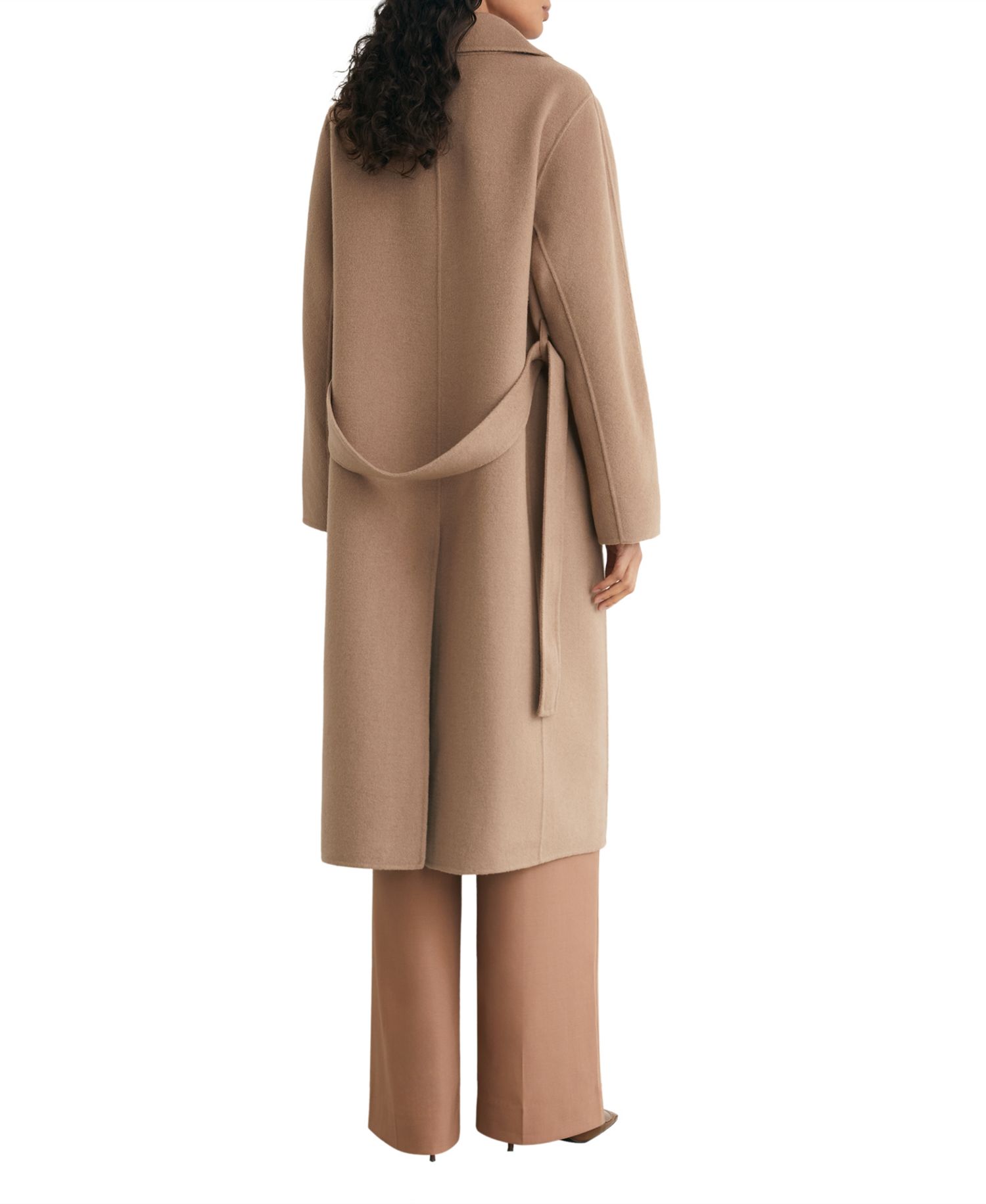 Petite Lucia Double-Breasted Long Wool-Blend Coat