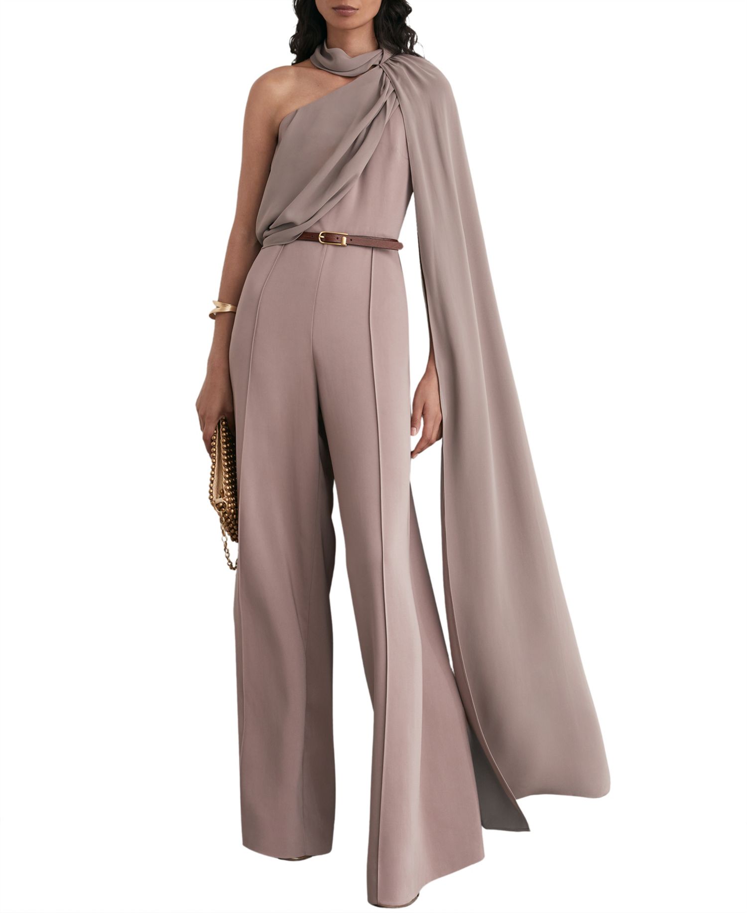 Women's Carrie One-Shoulder Draped Wide-Leg Jumpsuit