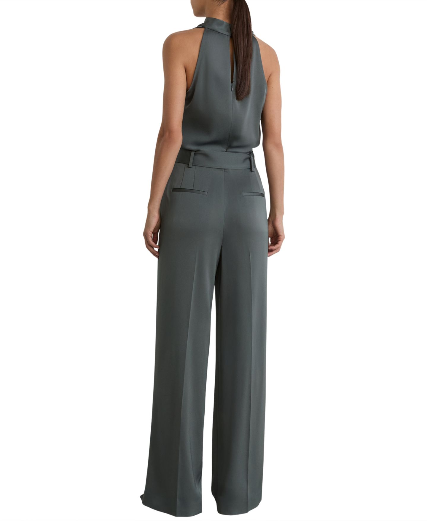 Женский комбинезон REISS Erica Satin Cowl-Neck Wide-Leg Jumpsuit, цвет: Тёмный серый — фото 3