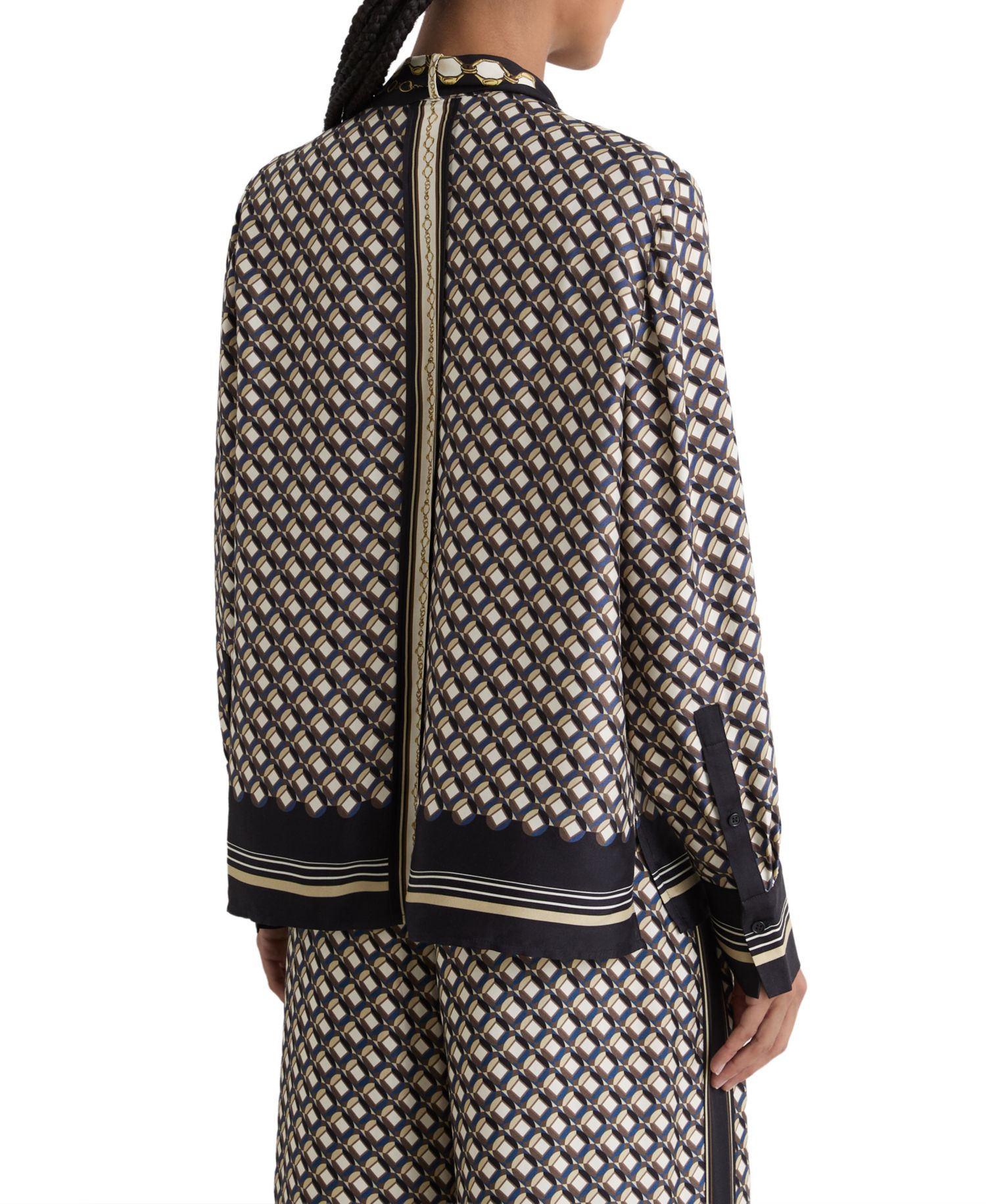 Women's Carmine Long-Sleeve Scarf-Print Tie-Neck Blouse