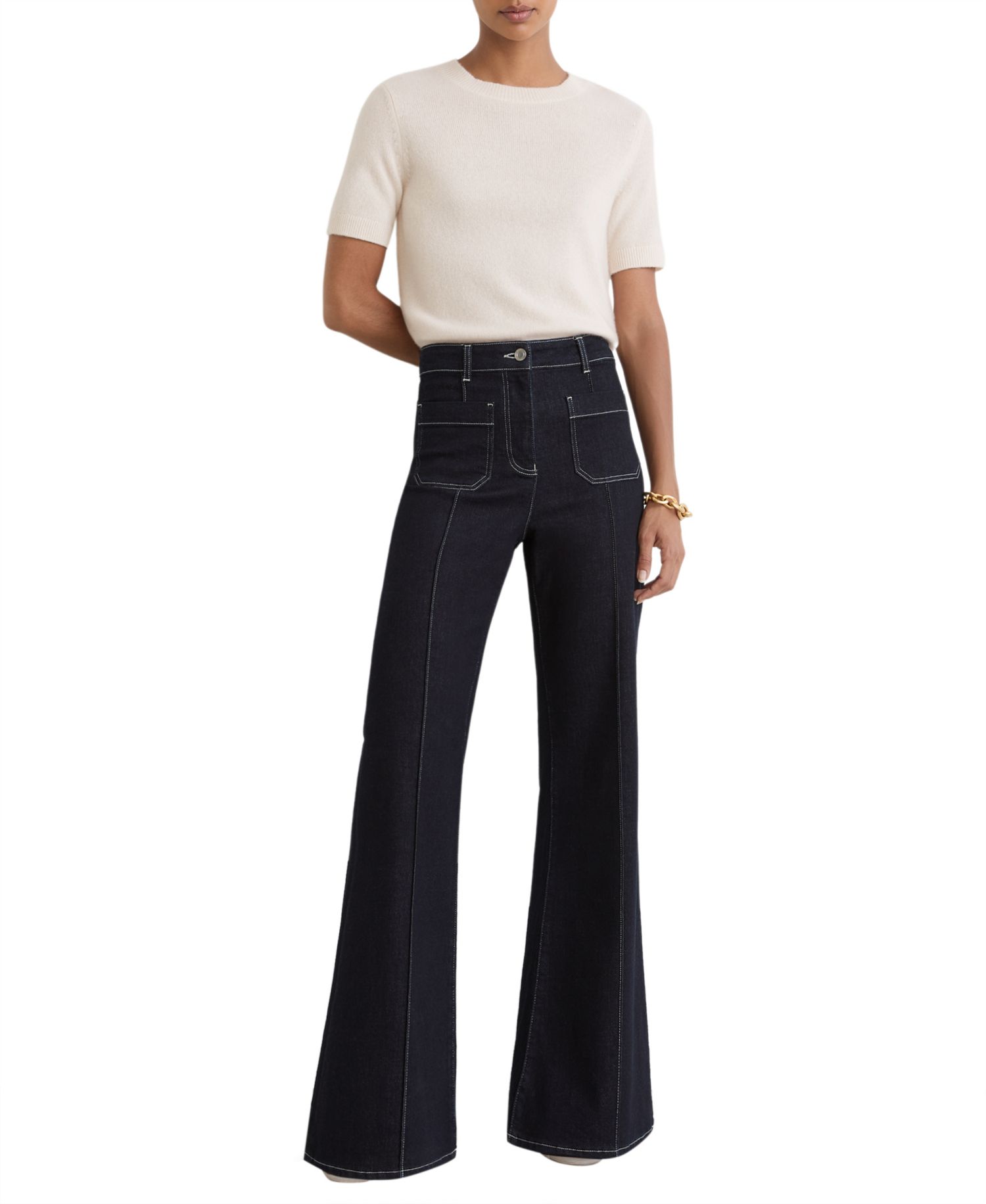 Women's Stevie Crewneck Short-Sleeve Cashmere T-Shirt