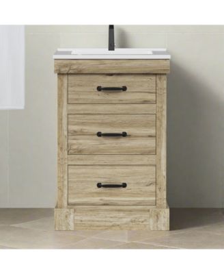 24" Donovan Vanity with White Sink 1 Pull Down and 2 Drawers