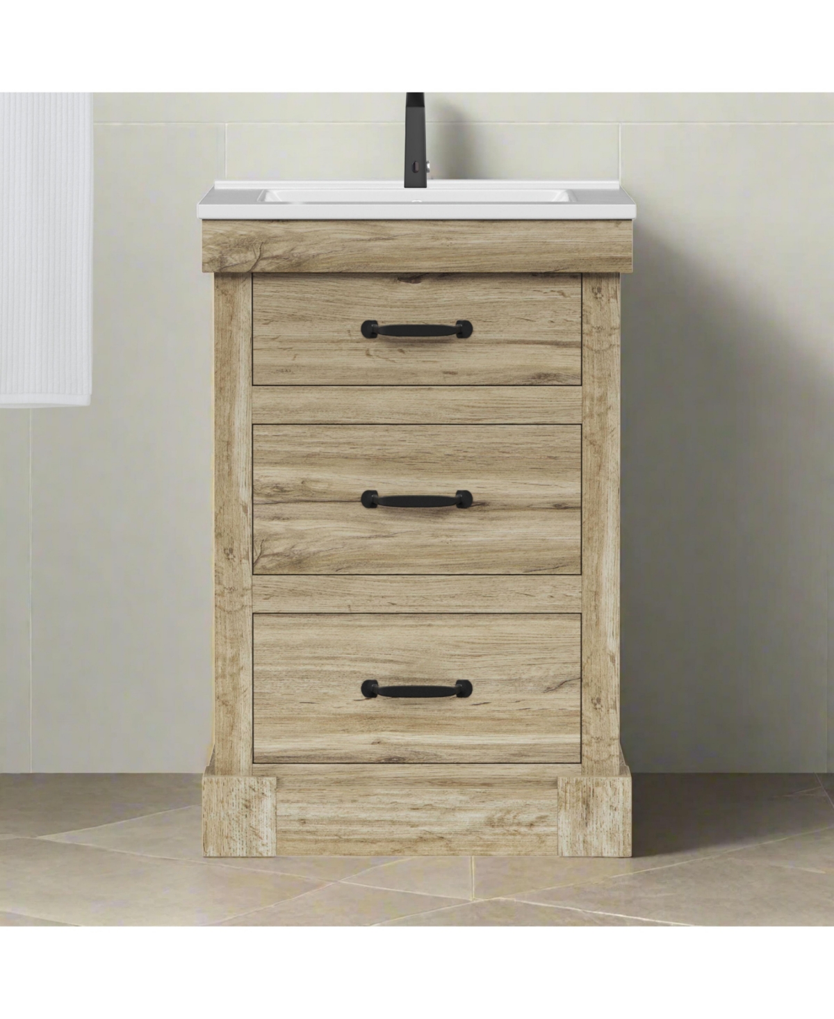 Teamson Home 24" Donovan Vanity with White Sink 1 Pull Down and 2 Drawers