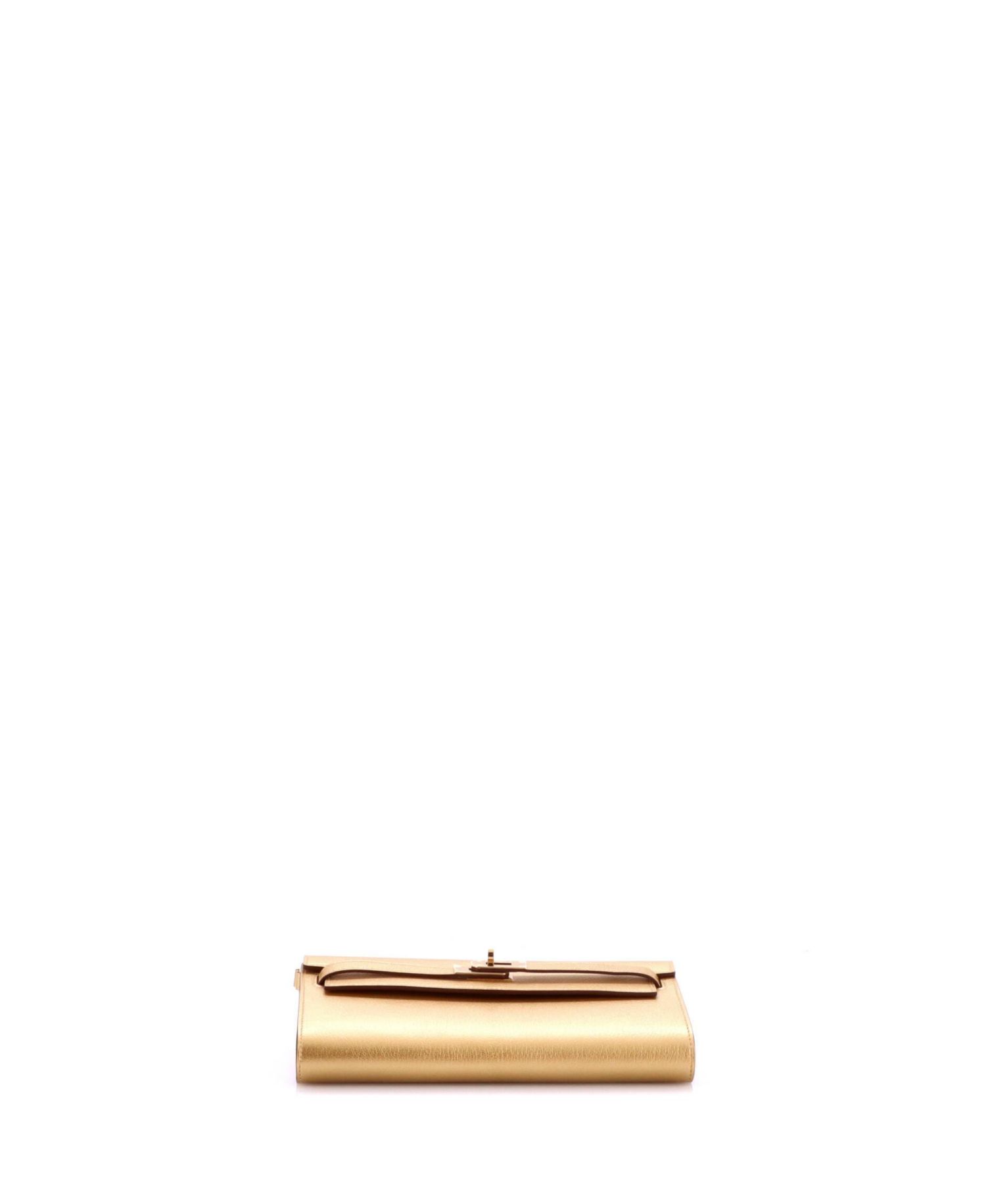 Pre-Owned Hermes Kelly To Go Wallet Metallic Chevre Chamkilight