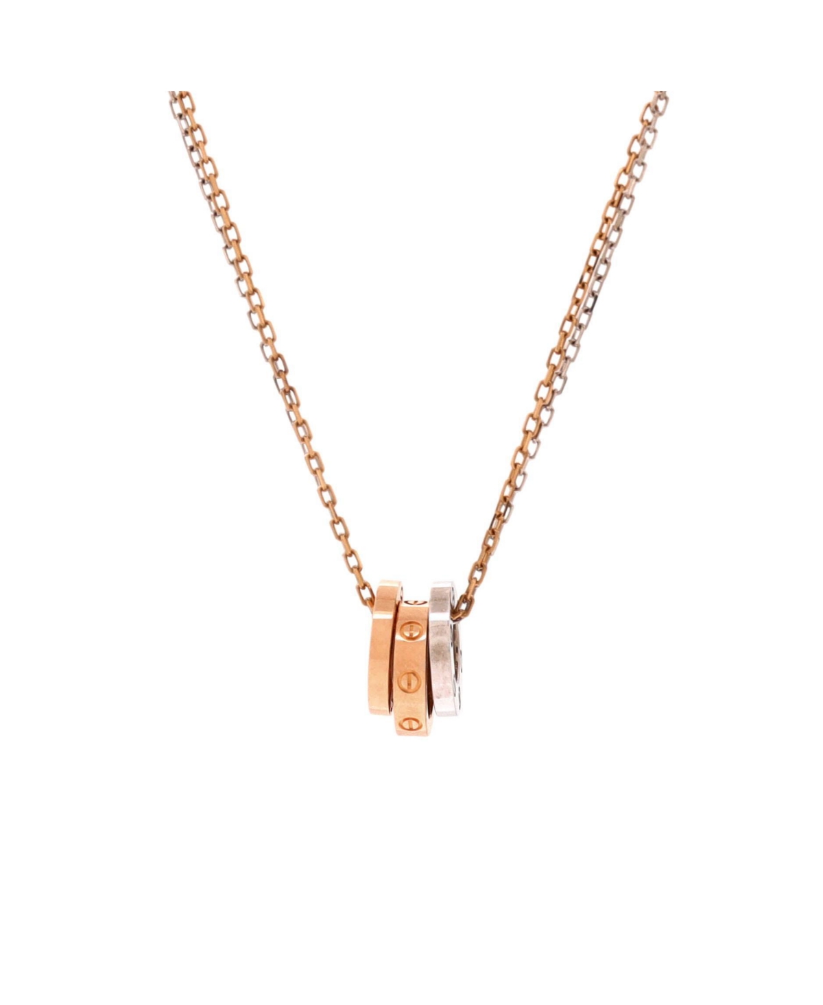 Pre-Owned Cartier Love 3 Ring Pendant Necklace - 18k rose gold, 18k white gold