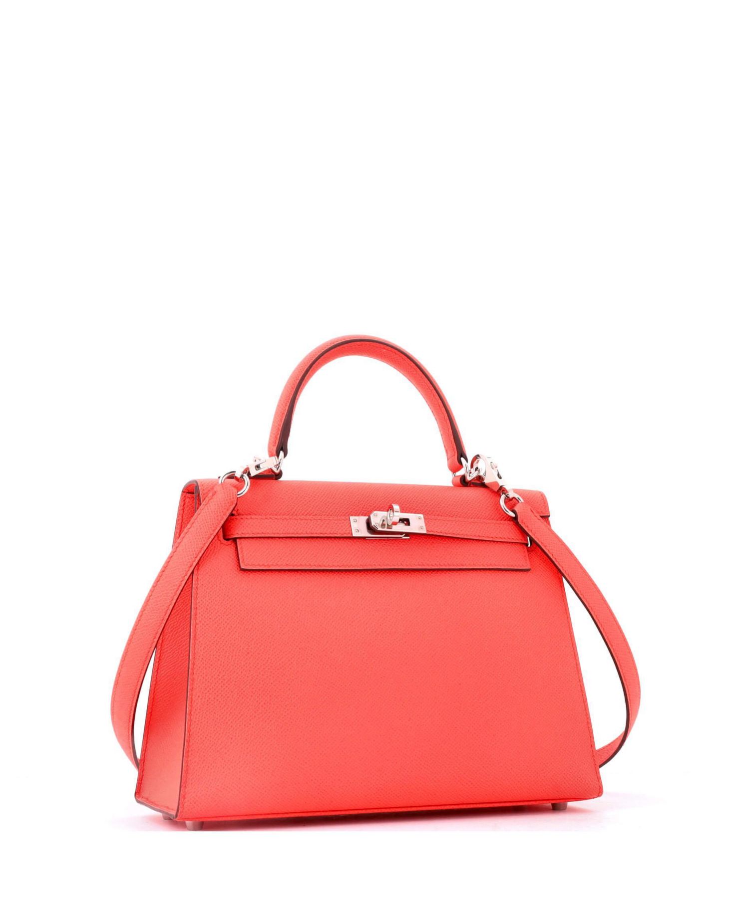 Pre-Owned Hermes Kelly 25 Handbag Pink Epsom with Palladium Hardware