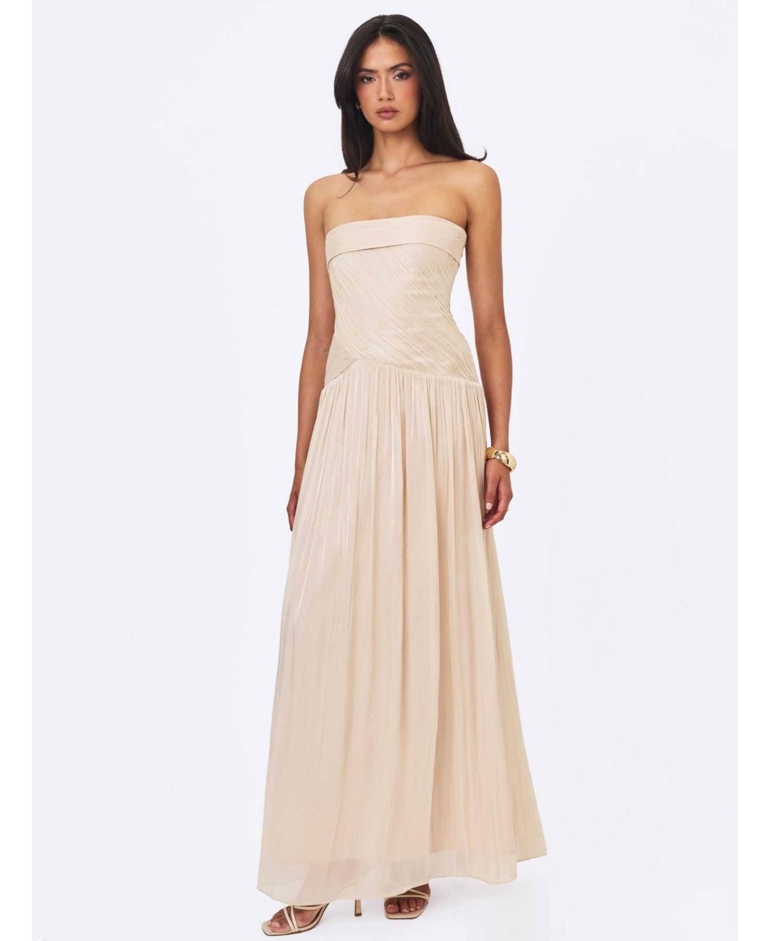 Women's Olivine Strapless Maxi Crystal Organza Dress
