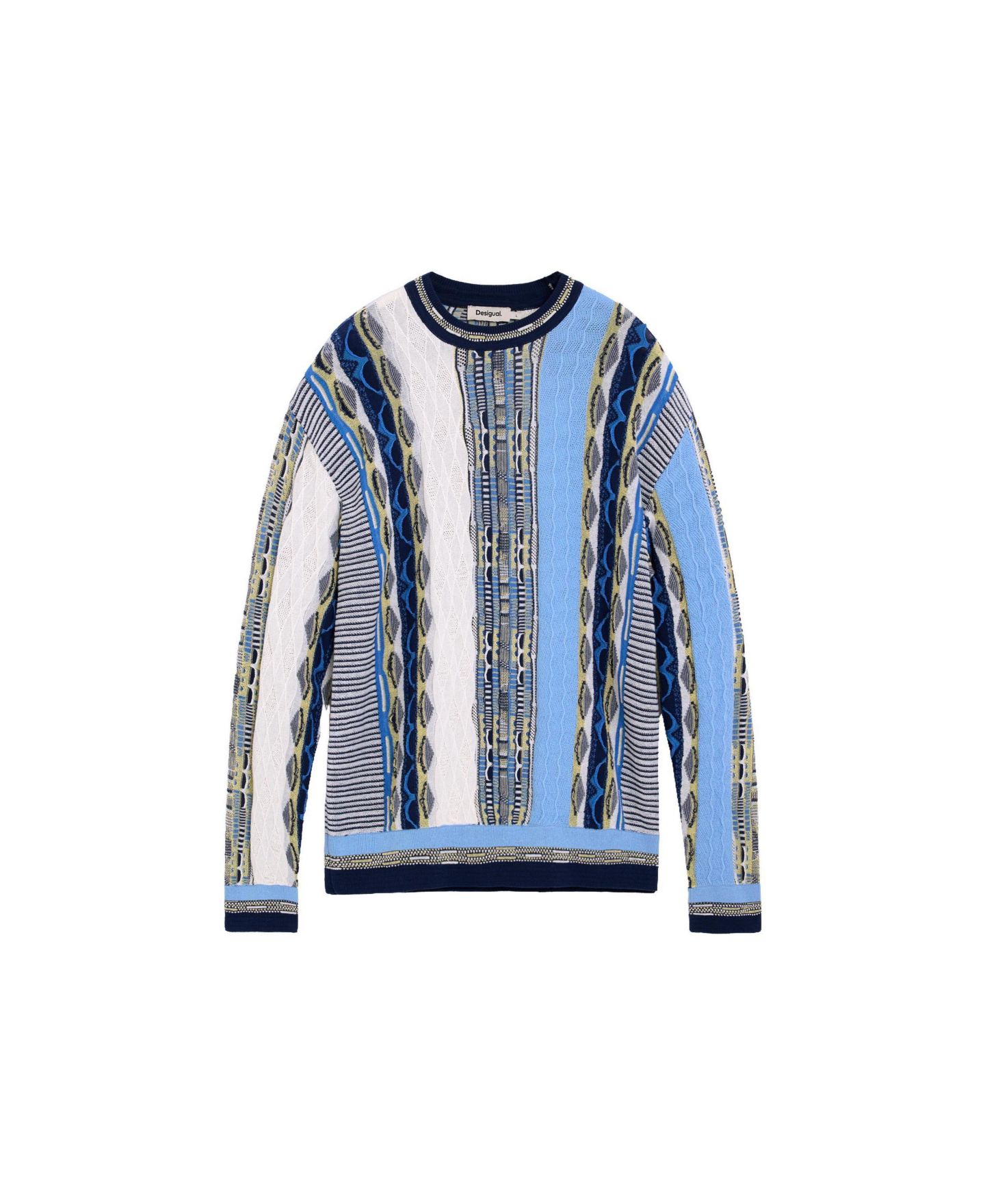 Мужской свитер Desigual Jacquard Striped, цвет: Синий — фото 6