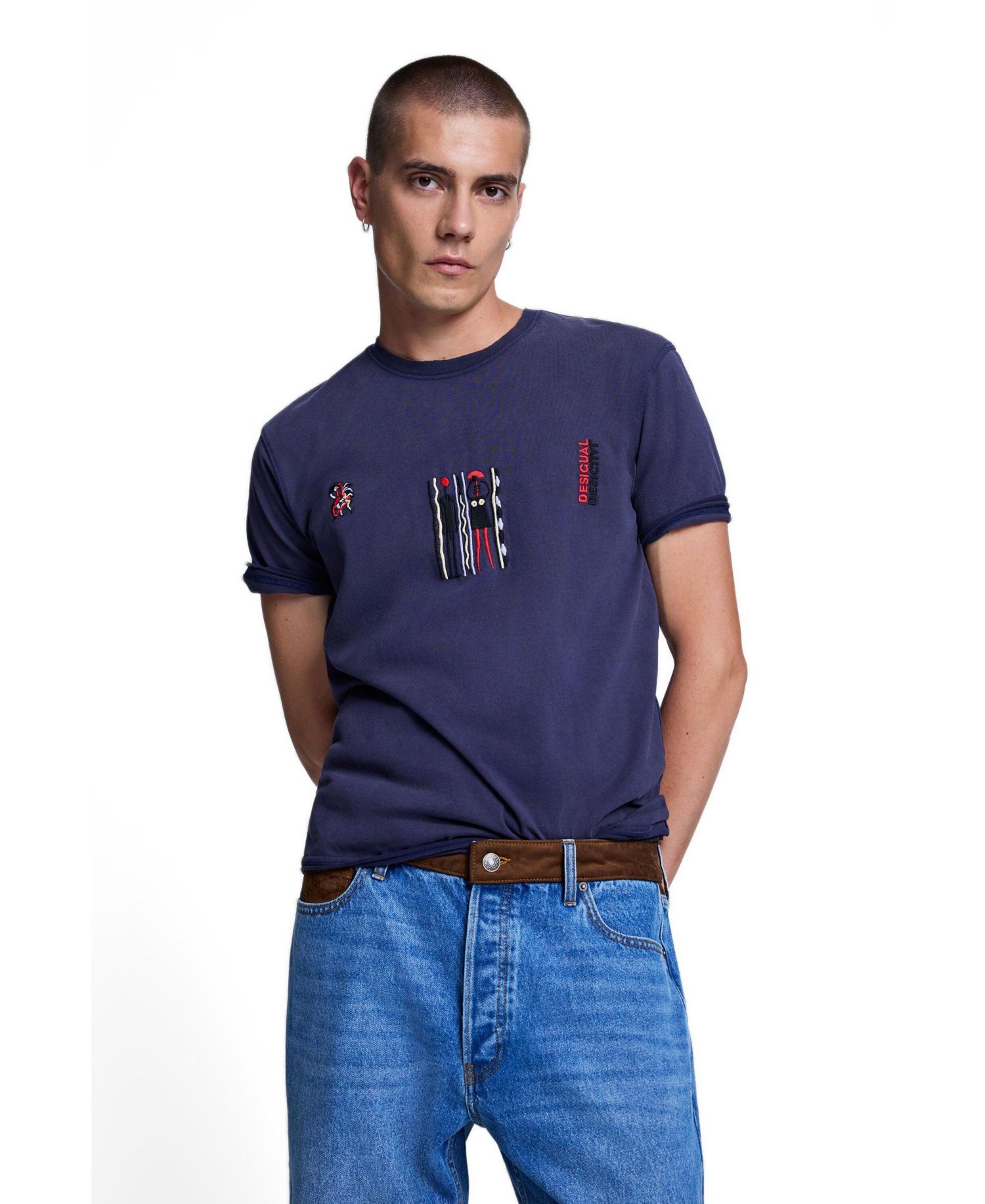 Men's Straight-Leg Ripped Denim Jeans