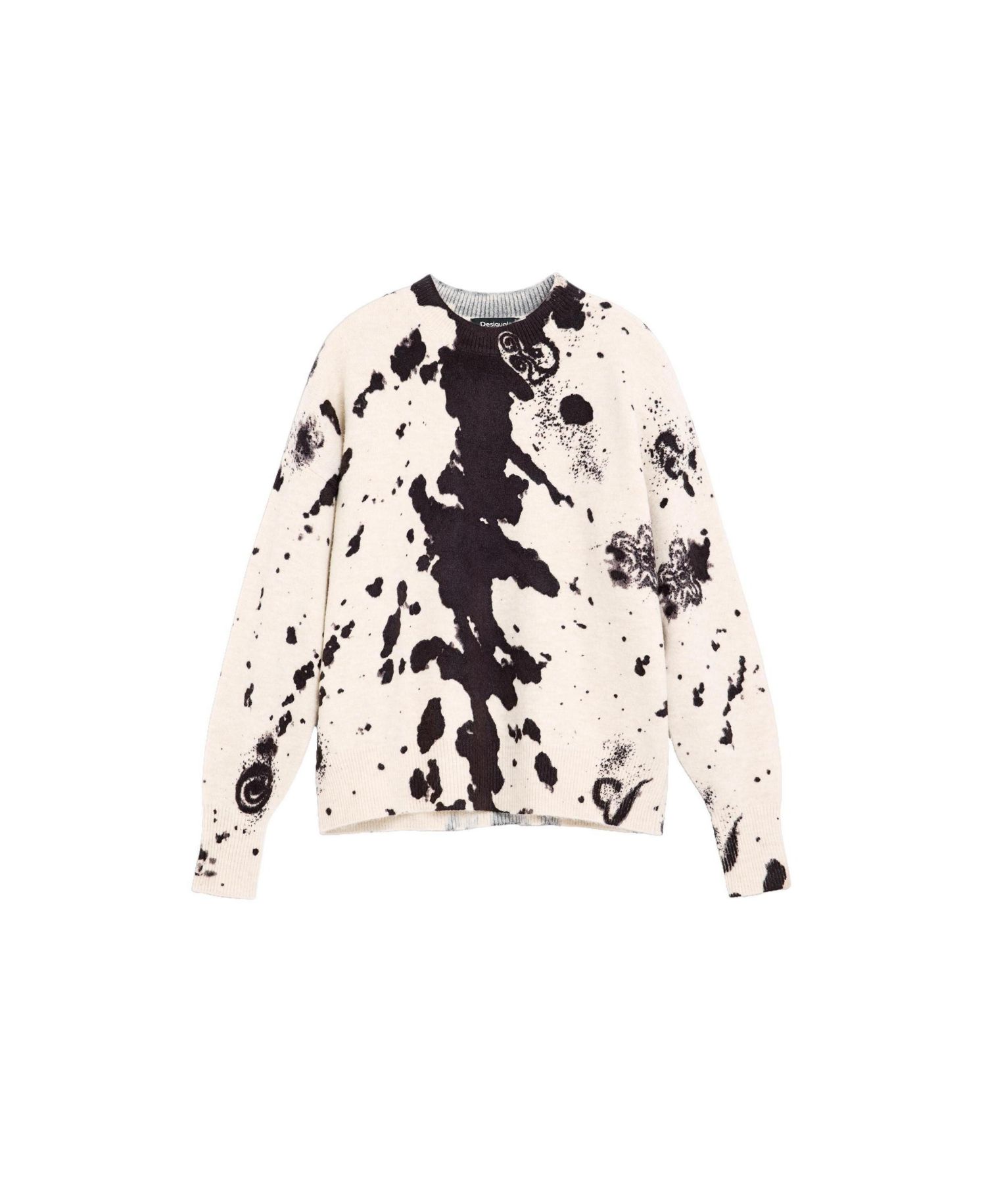 Women's Chunky-Knit Crewneck Animal-Print Sweater