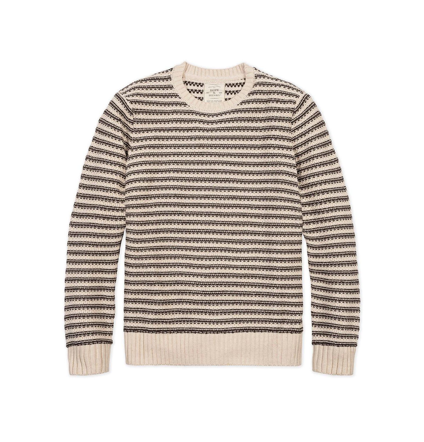Мужской свитер Hope & Henry Organic Cotton Stripe, цвет: Шоколадный / Светло-коричневый — фото 4