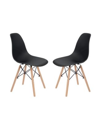 - Allan Plastic Side Dining Chair with Wood Legs Set of 2