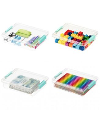 4 Pack Stackable Storage Bins with Lids, 6 QT Clear Containers for Home Office and School Supplies,  variant