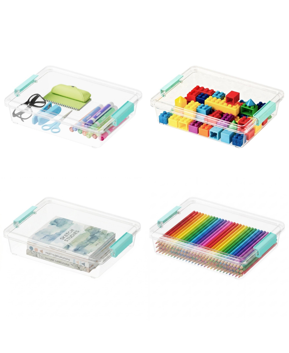 SpaceAid 4 Pack Stackable Storage Bins with Lids, 6 Qt Clear Containers for Home Office and School Supplies, variant - Clear