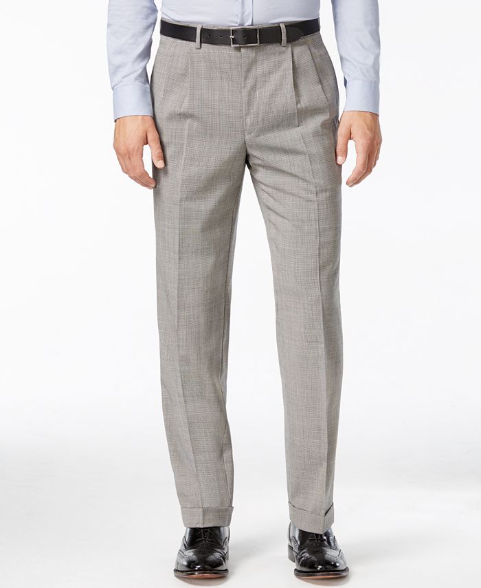Lauren Ralph Lauren Check 100% Wool Pleated Dress Pants - Macy's