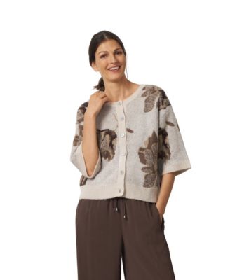 Women's Floral-Print Jacquard Cardigan