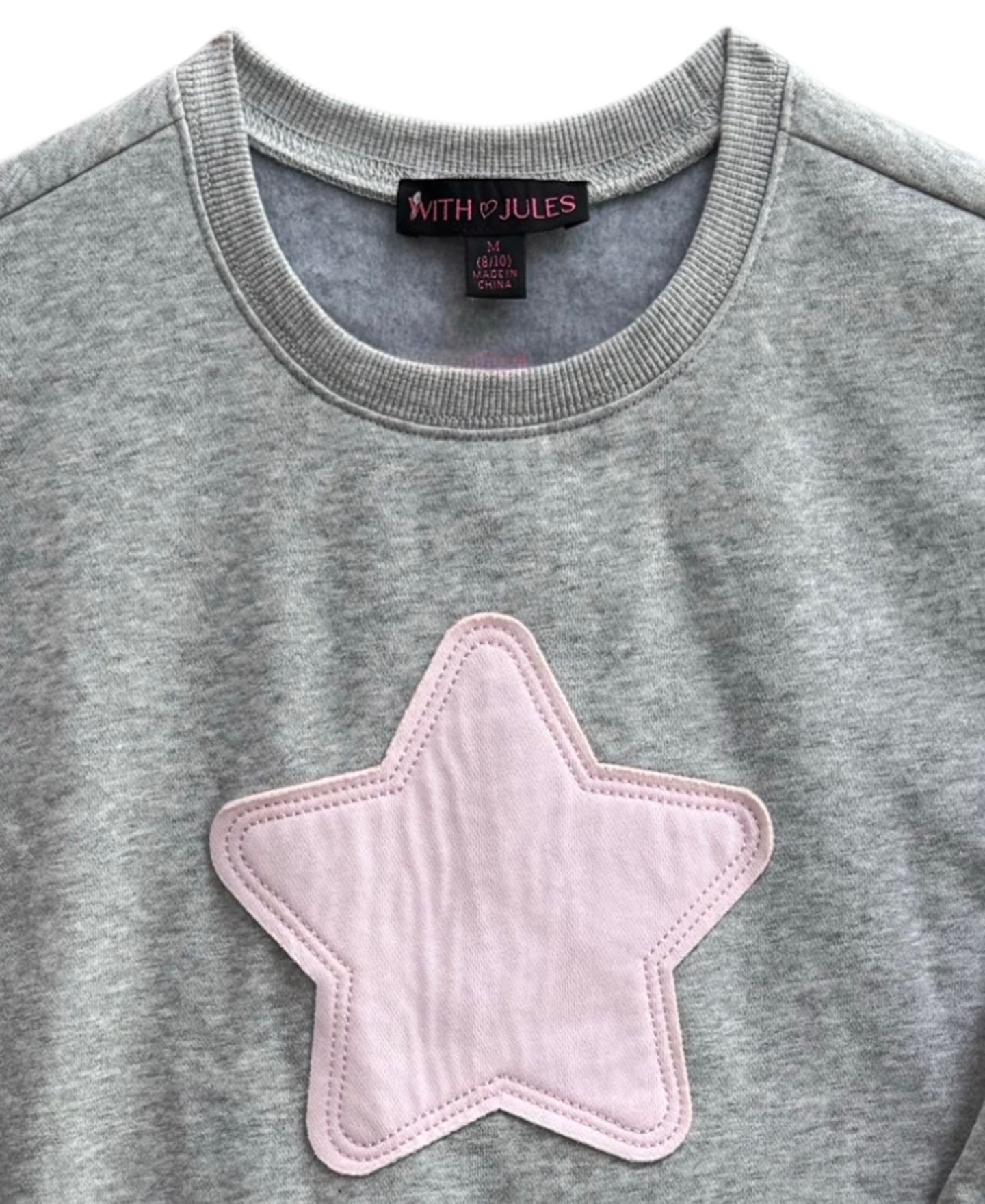 Толстовка With Jules Crewneck Star-Patch Sweatshirt для девочек, цвет: Светлый пастельный серый — фото 3