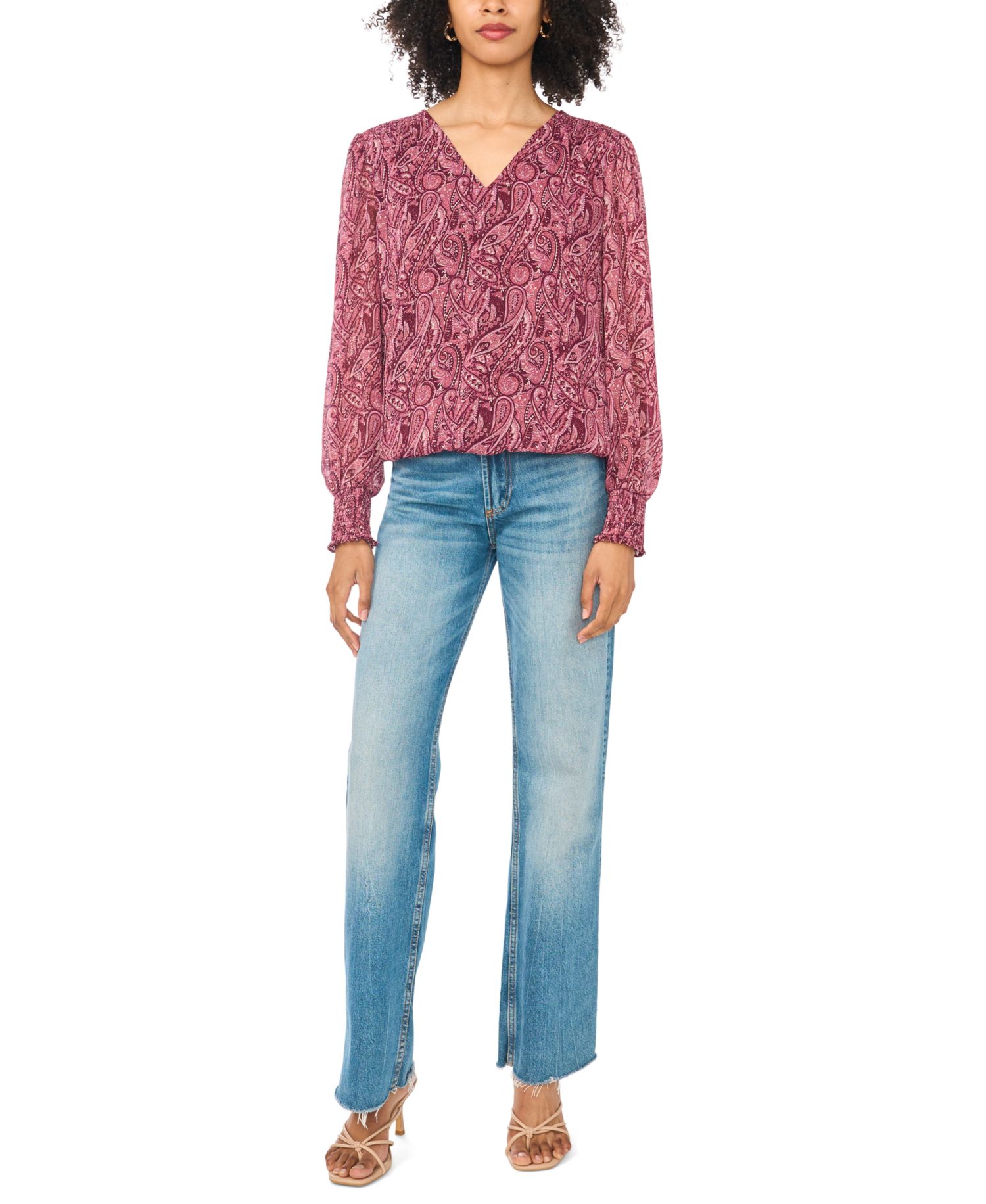 Women's Blouson V-Neck Top