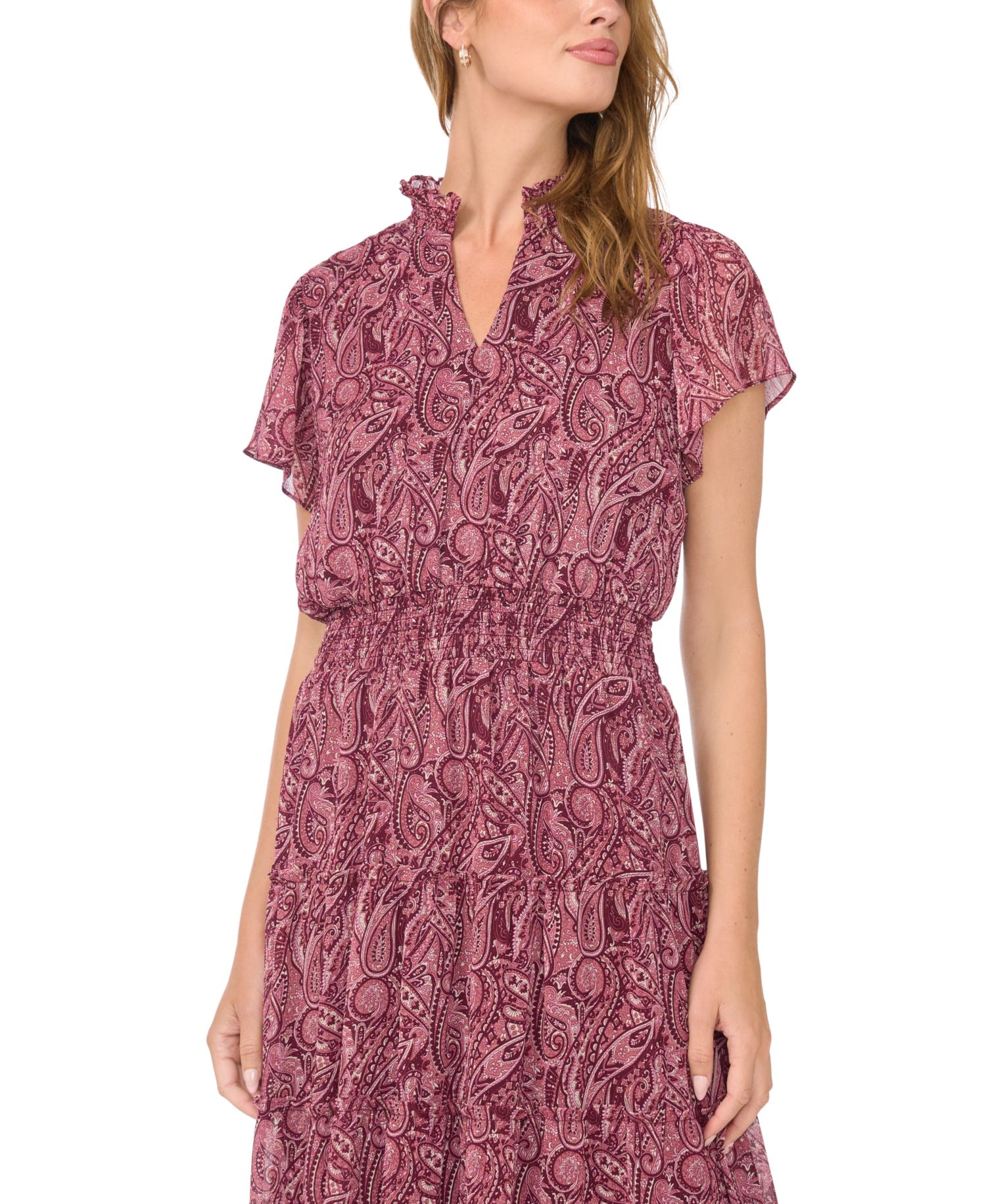 Women's Short-Sleeve Ruffle Tiered Maxi Dress